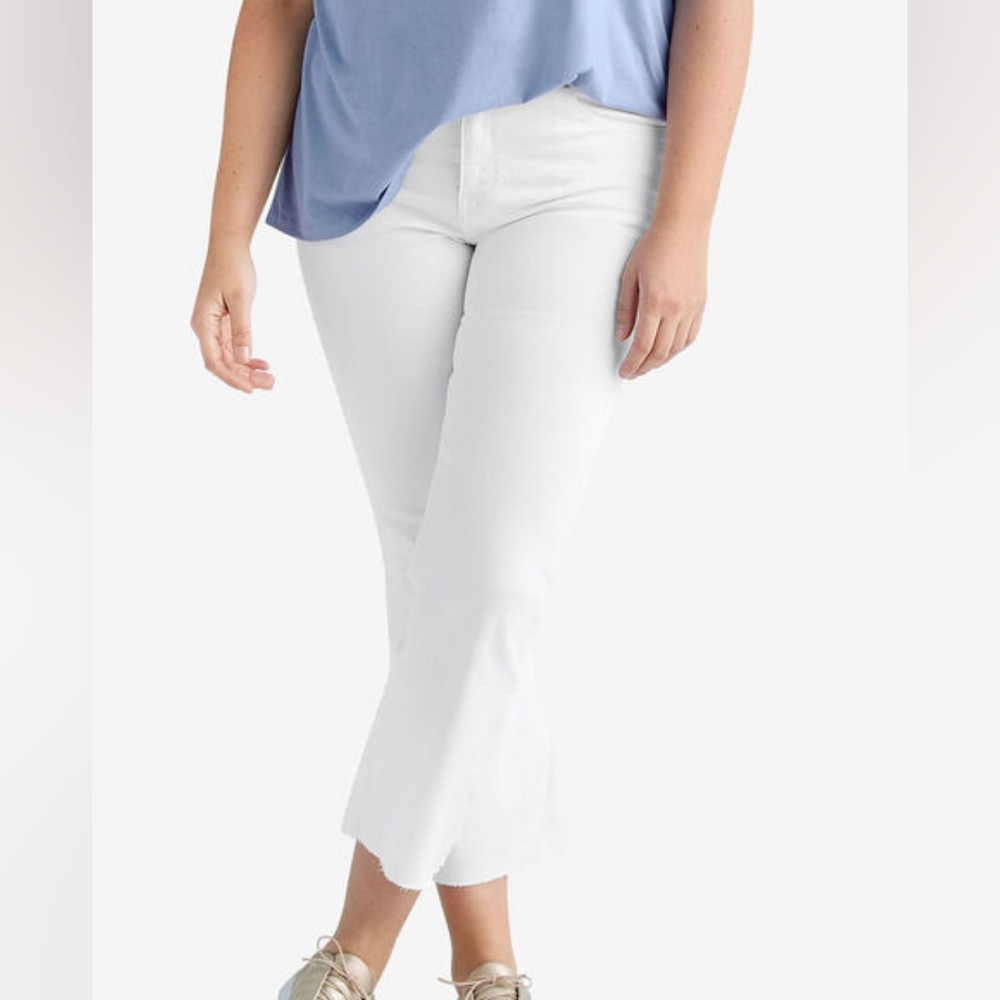 NWT JOHN MARK WHITE RAW HEM HIGH WAISTED CROPPED JEANS 14W
